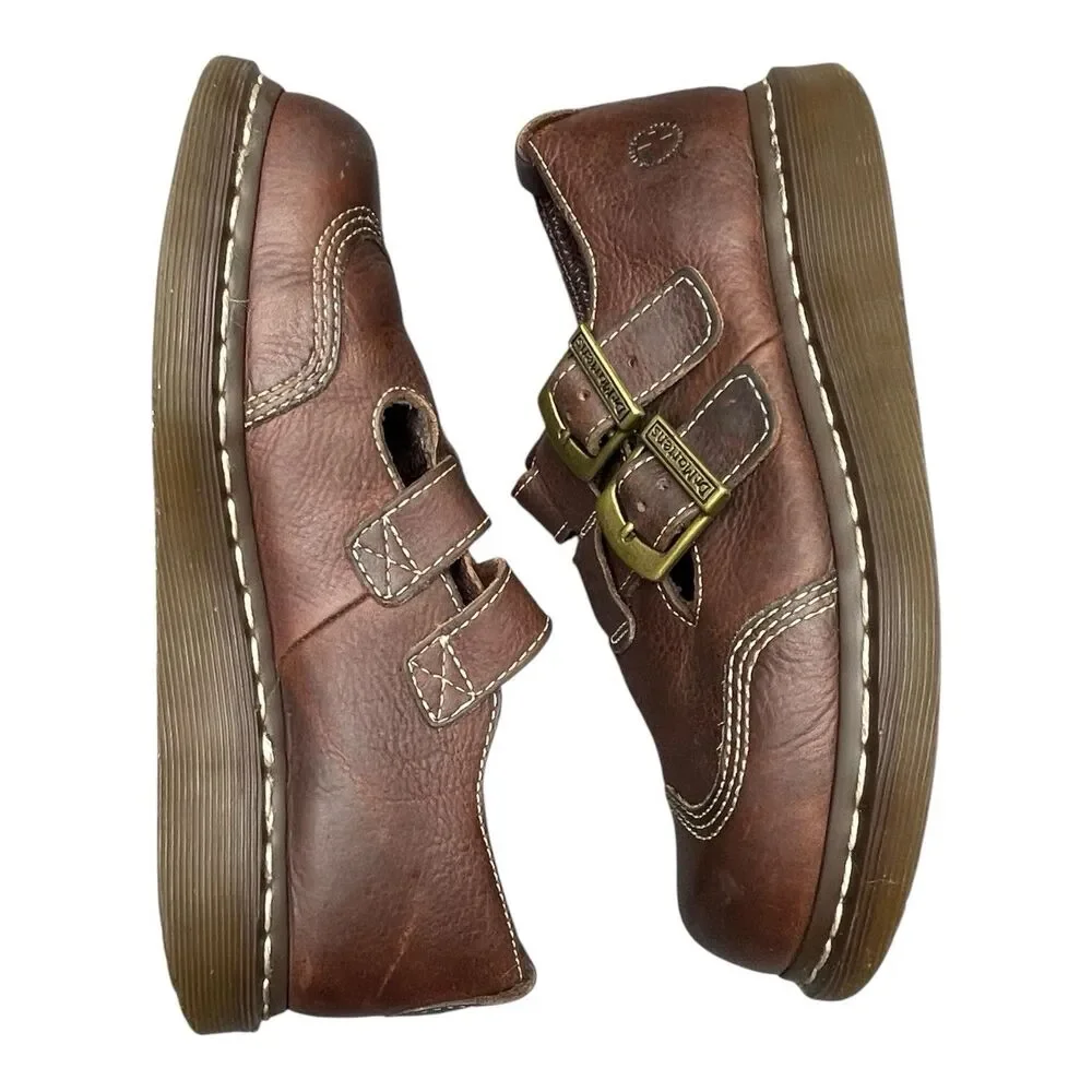 Vintage Brown Dr. Martens CATY 8065 style  Mary Jane Buckle Strap Fisherman US 8